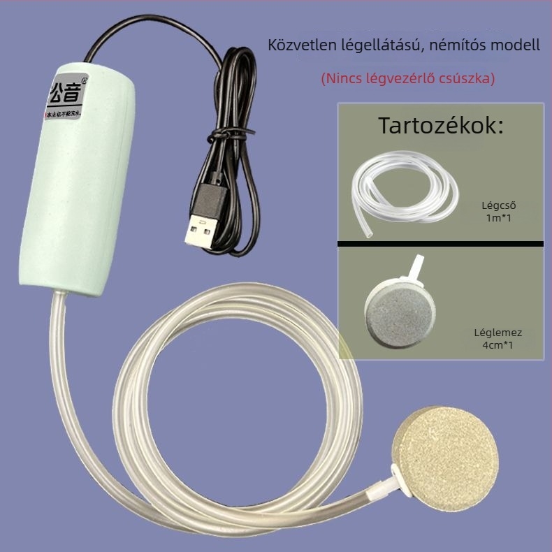 USB akváriumi oxigénszivattyú, ultra csendes levegőszivattyú, kis akváriumi oxigénosító
