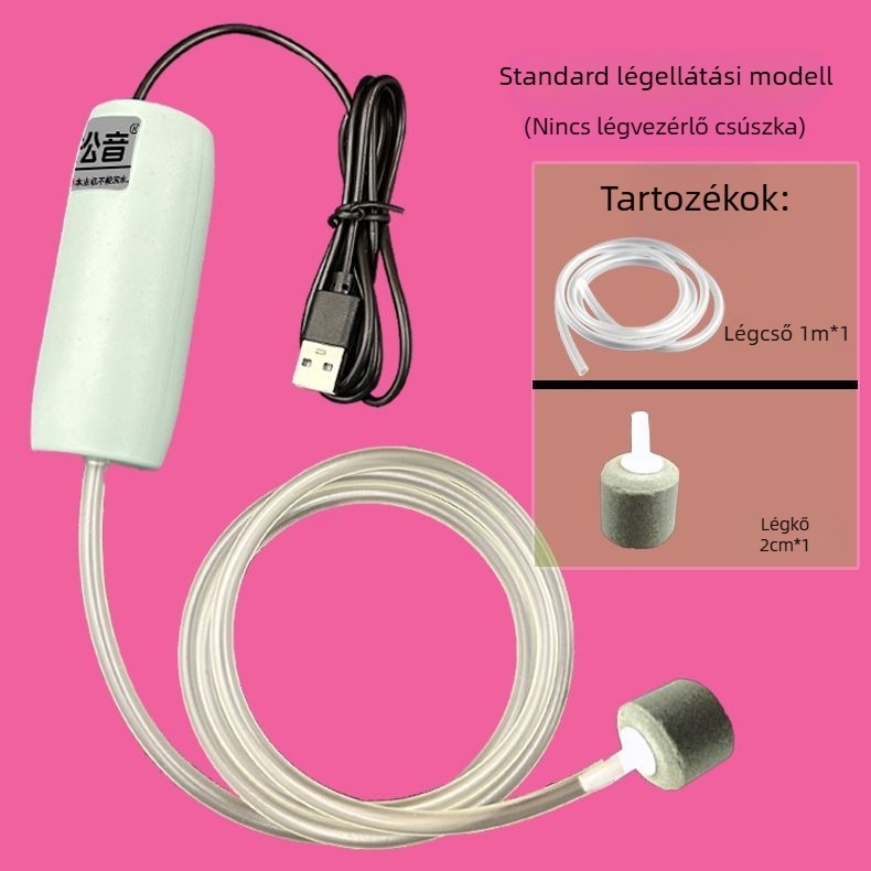 USB akváriumi oxigénszivattyú, ultra csendes levegőszivattyú, kis akváriumi oxigénosító