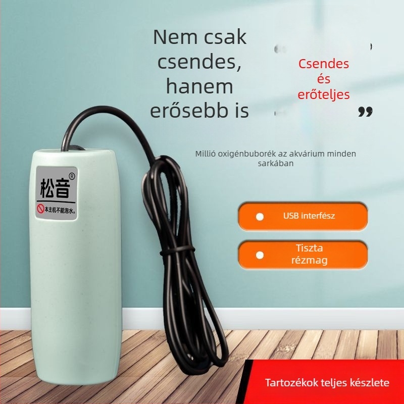 USB akváriumi oxigénszivattyú, ultra csendes levegőszivattyú, kis akváriumi oxigénosító