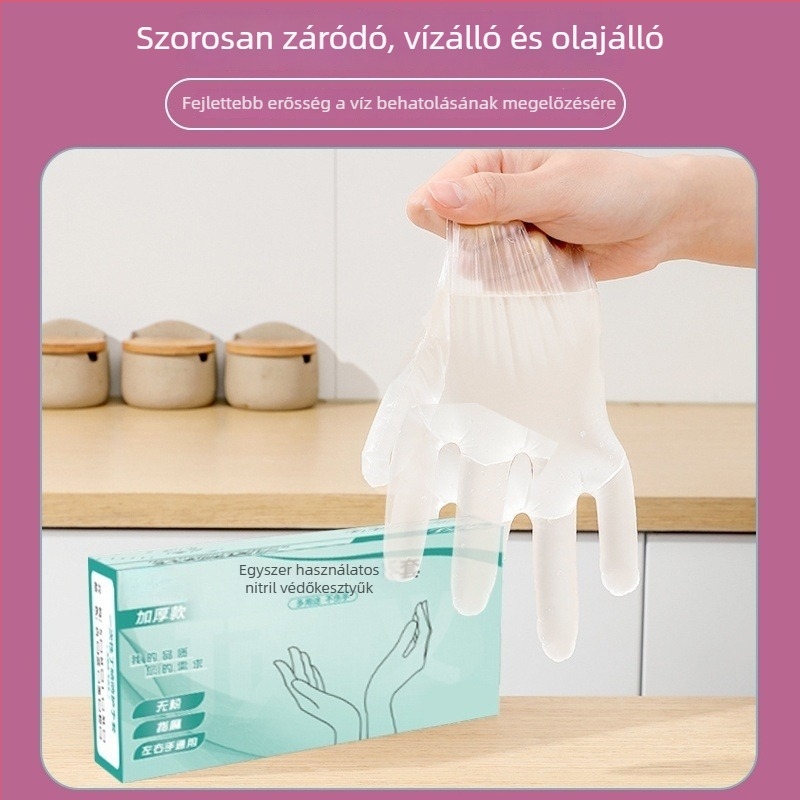 Egyszer használatos kesztyűk, TPE, élelmiszer-minőségű, nitril, vastagított, vízálló és olajálló, konyhai használatra