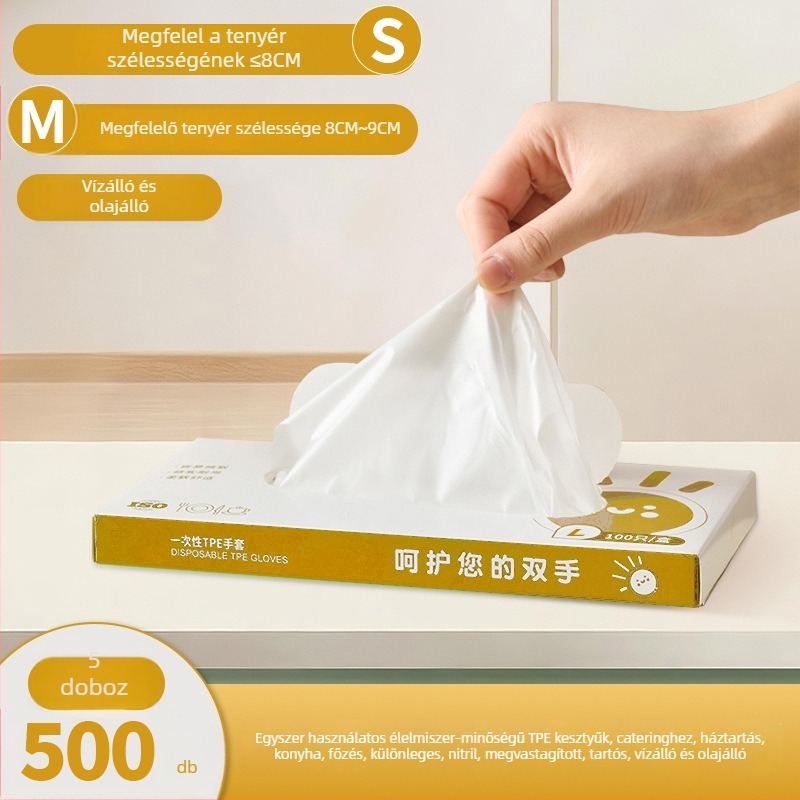 Egyszer használatos kesztyűk, TPE, élelmiszer-minőségű, nitril, vastagított, vízálló és olajálló, konyhai használatra