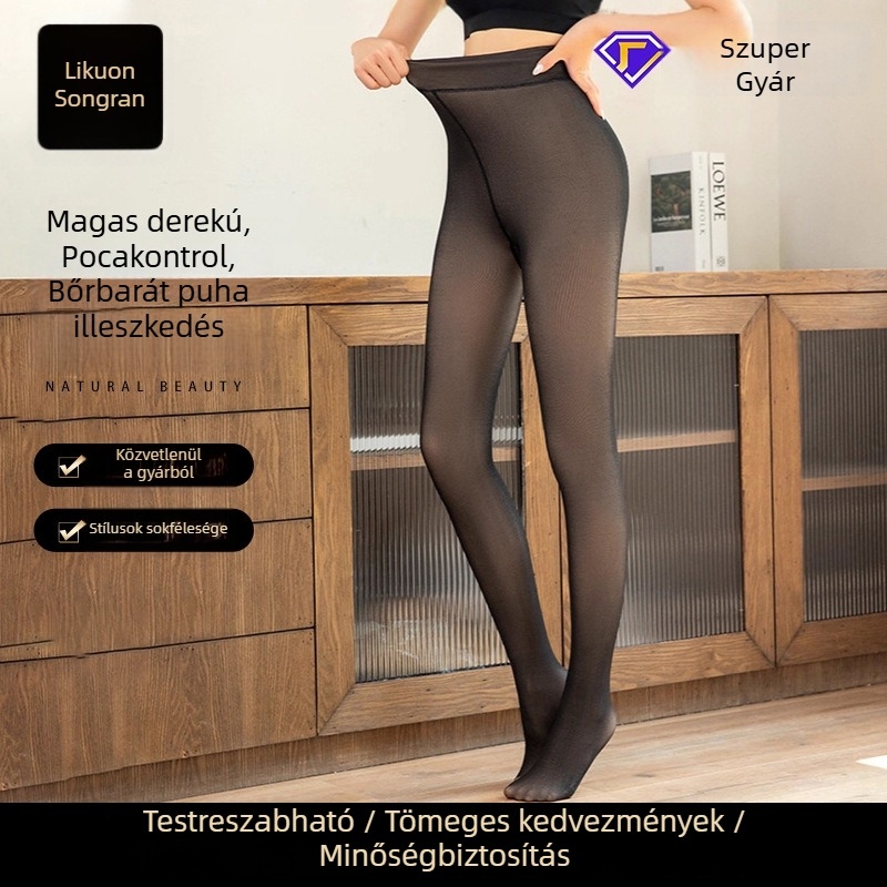 Női őszi-téli meleg leggings fleece-béléssel, plusz méret, kültéri használatra