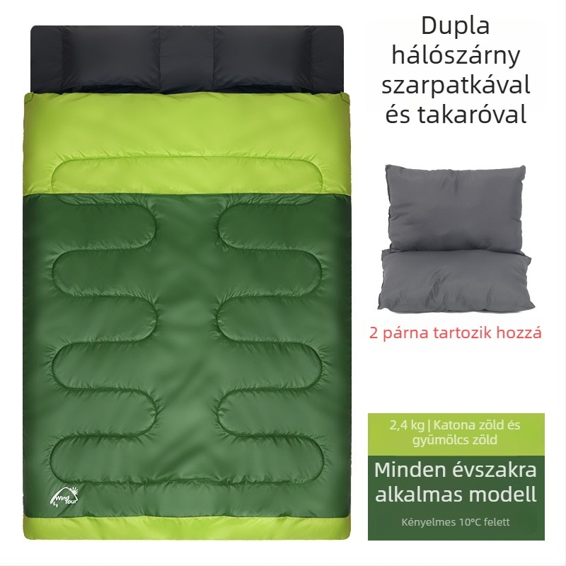 Felnőtteknek szóló hálzsák, üreges pamut töltet, Chunya-spun bélés, poliészter-selyem szövet, borító-konstrukció, súly 3000 g