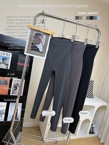 Magas derékú, haskontrollos, varrat nélküli jóga nadrág fekete gyöngy dizájnnal a lift hatásért, 3D mintázat, cropped hossz