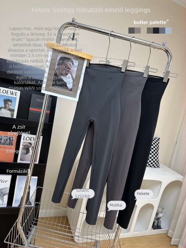 Magas derékú, haskontrollos, varrat nélküli jóga nadrág fekete gyöngy dizájnnal a lift hatásért, 3D mintázat, cropped hossz
