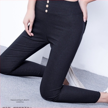 Téli fleece-béléses magas derekú, elasztikus, szoros hatású leggings pamutkeverékből