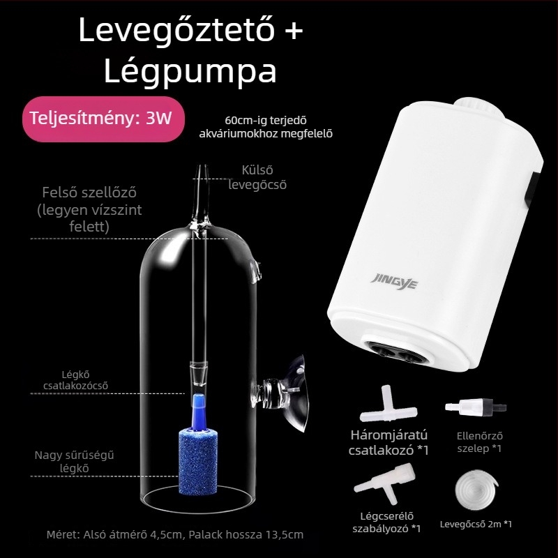 Akvarisztikus oxigénpumpa és difuzor üvegfedővel — Hálózati csatlakozású, Márka: Other, Import: Nem