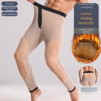 Férfi melegítő nadrág fleece béléssel, magas derékkal, hosszú, háromrétegű akril anyagból, ultra-vastag 800 g/m²