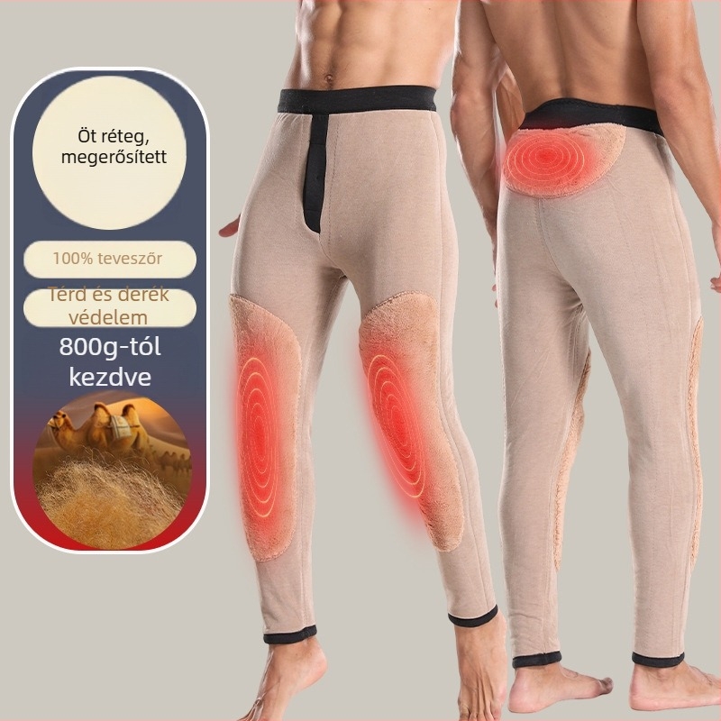 Férfi melegítő nadrág fleece béléssel, magas derékkal, hosszú, háromrétegű akril anyagból, ultra-vastag 800 g/m²