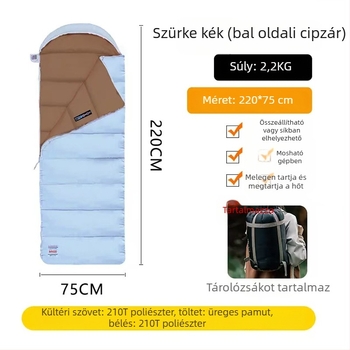 Felnőtt hálózsák, mindenez évszakos, múmia stílus, töltet üreges pamut, bélés poliészter