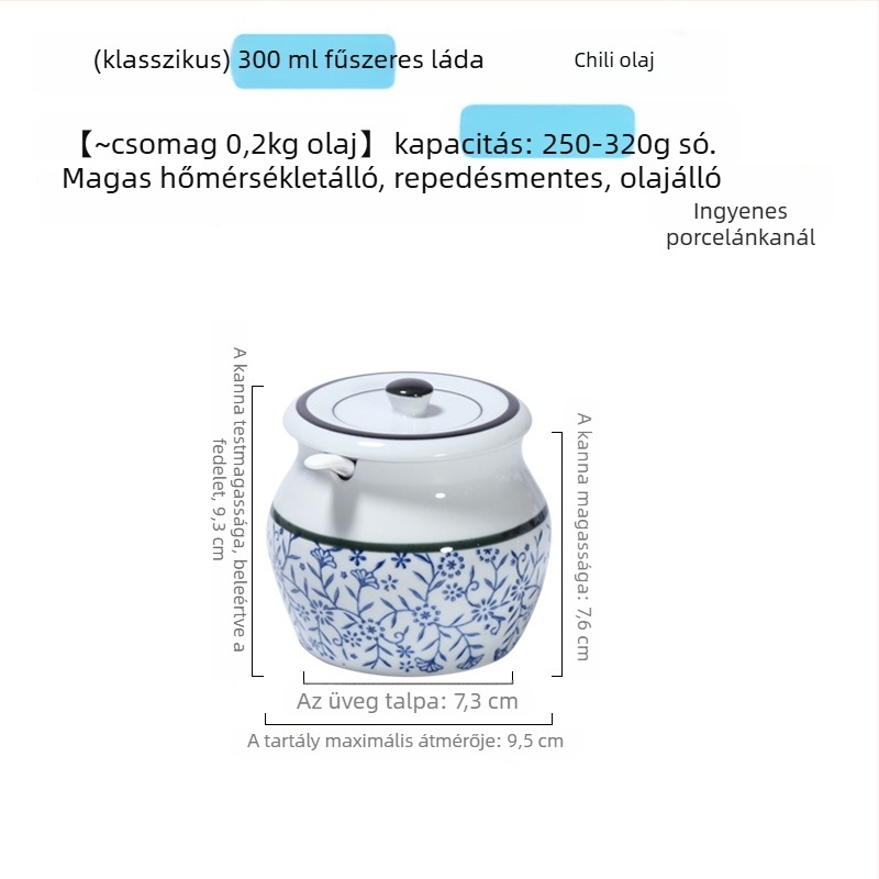 Kerámia fűszeres tartó fogantyúval és fedővel, folyékony fűszerekhez, klasszikus kettős fülű kialakítás, új kínai stílus, első osztályú minőség