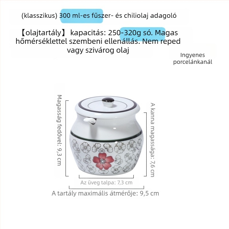 Kerámia fűszeres tartó fogantyúval és fedővel, folyékony fűszerekhez, klasszikus kettős fülű kialakítás, új kínai stílus, első osztályú minőség