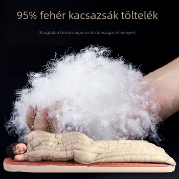 Felnőtteknek szóló tollal töltött hálózsák — boríték-stílusú kialakítás, fehér kacsa tollal töltött belső, bélés: 20D/400T nejlon, anyag: nejlon