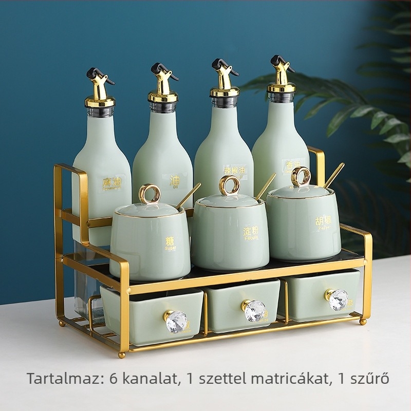 Kerámiából készült fűszertartó készlet – olaj, só, szósz és ecet tárolására