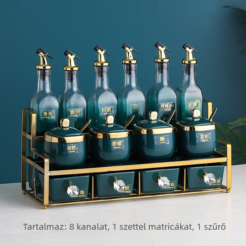 Kerámiából készült fűszertartó készlet – olaj, só, szósz és ecet tárolására