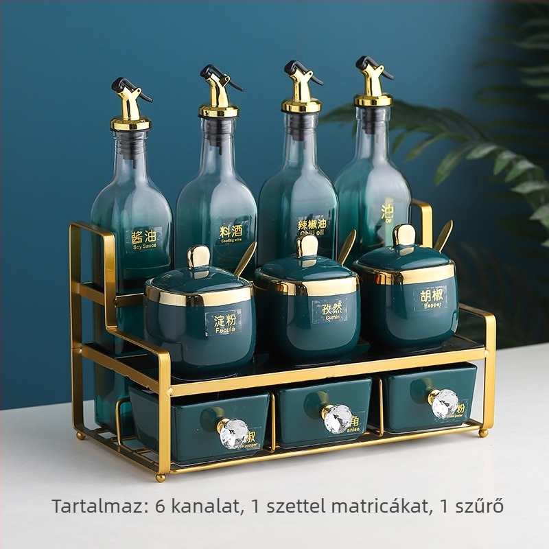 Kerámiából készült fűszertartó készlet – olaj, só, szósz és ecet tárolására