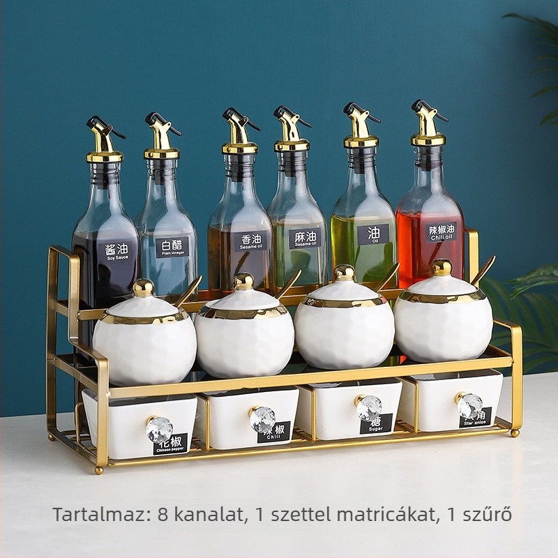 Kerámiából készült fűszertartó készlet – olaj, só, szósz és ecet tárolására