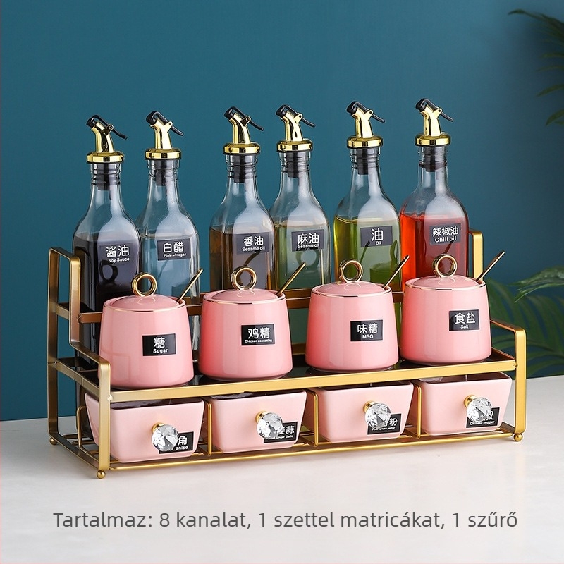 Kerámiából készült fűszertartó készlet – olaj, só, szósz és ecet tárolására
