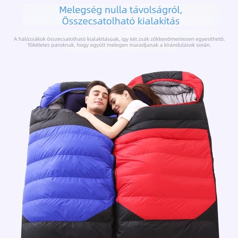 Kültéri téli hálózsák felnőtteknek, vastag, ellenálló a hidegnek, kempingezéshez; moduláris belső pihenésre, töltet: pehely-pamut
