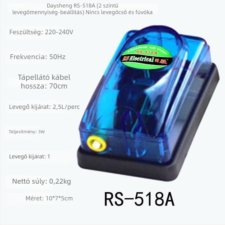 Risheng RS-248A/348A/518A/628A akváriumi oxigénpumpa, 250 g