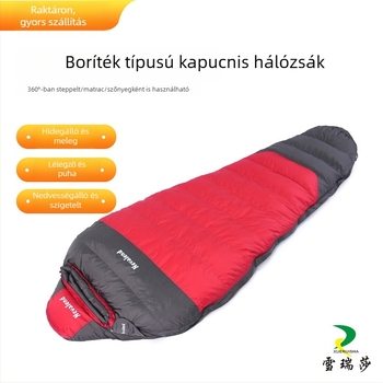 Tollal töltött hálózsák, mumia stílusú, kempingezéshez, felnőtteknek, 3 kg, nylon 320T, fehér kacsa tolltöltet, bélés Chunya