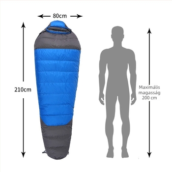 Tollal töltött hálózsák, mumia stílusú, kempingezéshez, felnőtteknek, 3 kg, nylon 320T, fehér kacsa tolltöltet, bélés Chunya