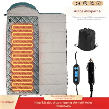Autós kempingezéshez elektromos takaró – modell Tt, 10W, 5V, autós táplálás, egyágyas vagy kétágyas használatra