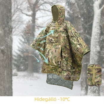 Grafénnel szigetelt camo alvózsák kempingezéshez, quiltelt, mumia-stílus, meleg, 60×80 cm, 1 személy