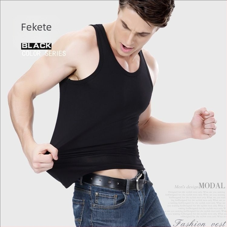 Férfi pamut ujjatlan mellény, 90–95% pamut, kerek nyak, anyagvastagság 181–200 g/m²