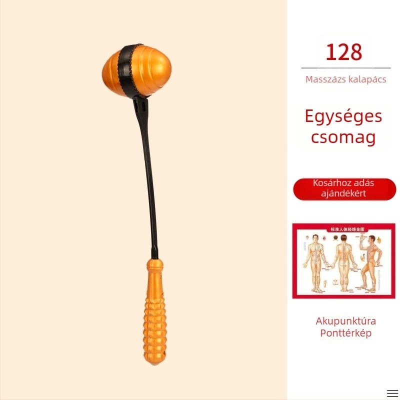 Kézi kétoldalas masszírozó kalapács egészség és fitnesz céljára; műanyag test, 210 g, családi stílusú kialakítás, testre szabható