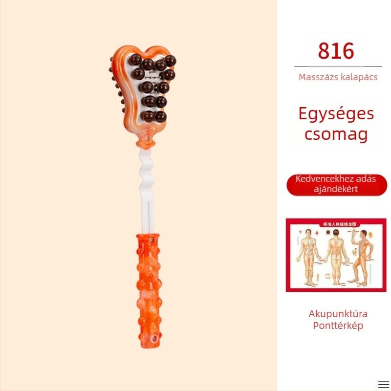 Kézi kétoldalas masszírozó kalapács egészség és fitnesz céljára; műanyag test, 210 g, családi stílusú kialakítás, testre szabható