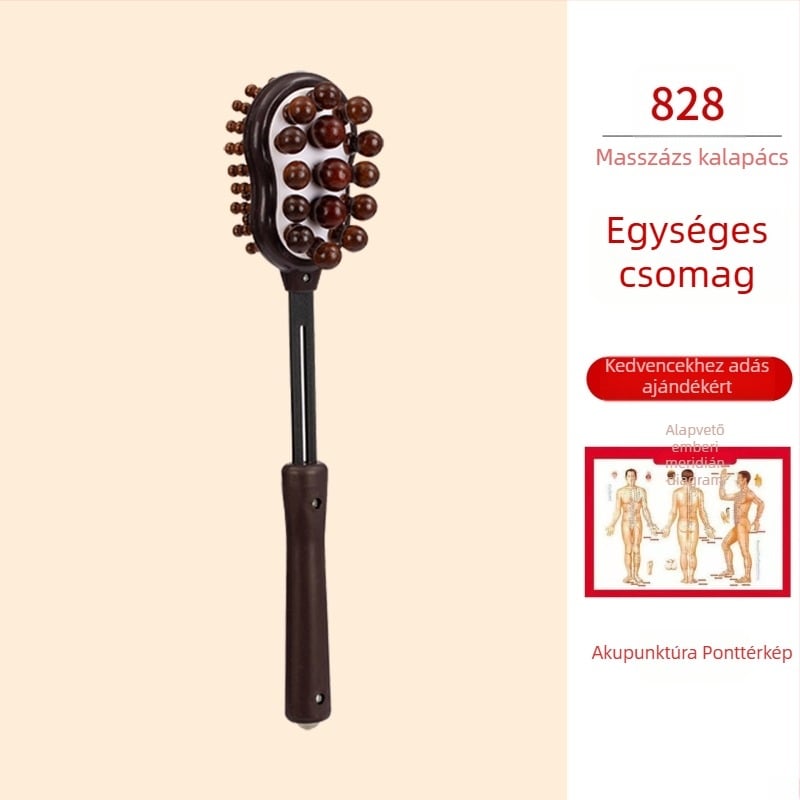 Kézi kétoldalas masszírozó kalapács egészség és fitnesz céljára; műanyag test, 210 g, családi stílusú kialakítás, testre szabható