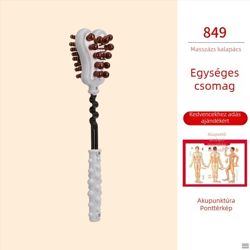 Kézi kétoldalas masszírozó kalapács egészség és fitnesz céljára; műanyag test, 210 g, családi stílusú kialakítás, testre szabható