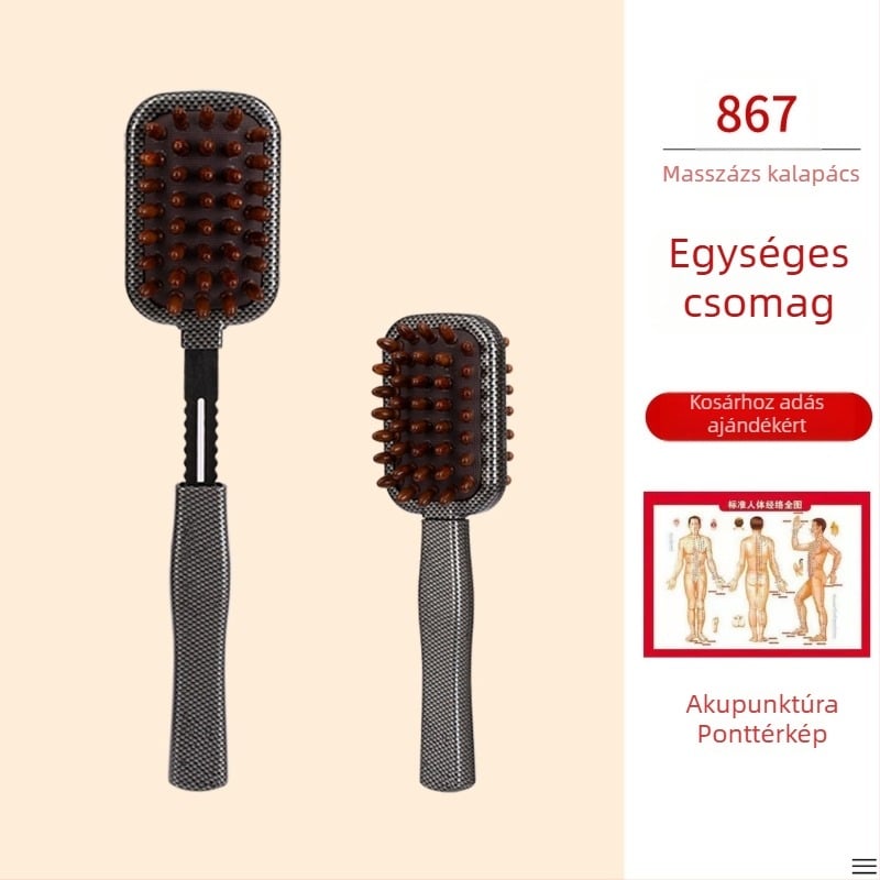 Kézi kétoldalas masszírozó kalapács egészség és fitnesz céljára; műanyag test, 210 g, családi stílusú kialakítás, testre szabható