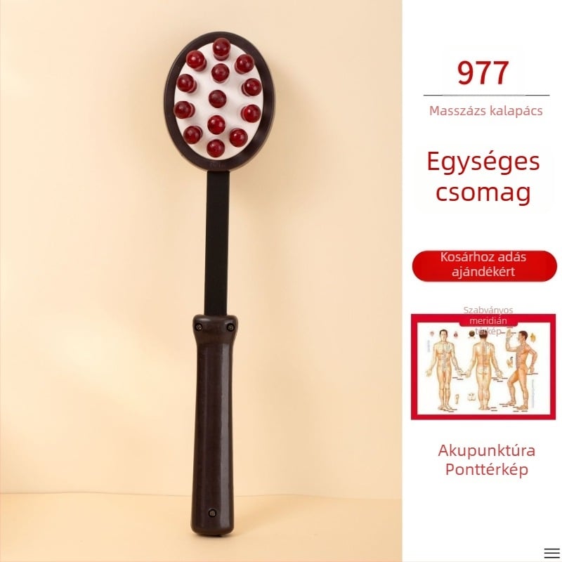 Kézi kétoldalas masszírozó kalapács egészség és fitnesz céljára; műanyag test, 210 g, családi stílusú kialakítás, testre szabható