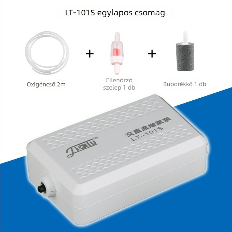 Jialu LT sorozatú csendes akváriumi oxigénpumpa, USB töltésű, AC/DC tápegységgel