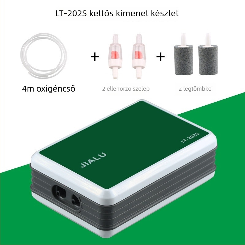 Jialu LT sorozatú csendes akváriumi oxigénpumpa, USB töltésű, AC/DC tápegységgel