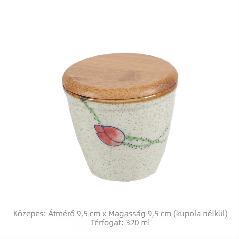Kerámiából készült reliefes fűszertartó készlet fedőkkel, japán stílusú, só- és borsos edények