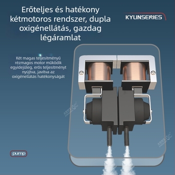 Akváriumi oxigénpumpa – hordozható, újratölthető, halk működésű, AC/DC tápegység