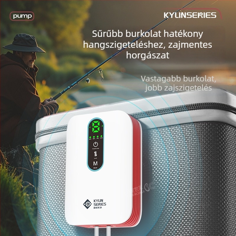 Akváriumi oxigénpumpa – hordozható, újratölthető, halk működésű, AC/DC tápegység