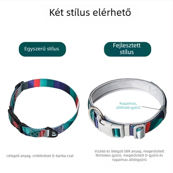 Kutyanyakörv pórázzal, mintás minta, anyag: SBR Diving Fabric, bővíthető, minden méretű kutyák számára