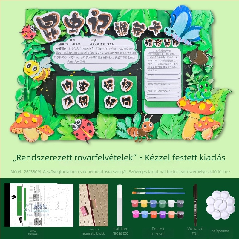 Jó könyvajánló kártya - félkész művészeti rajz sablon, kézzel készített, négy híres oktató illusztrált könyv