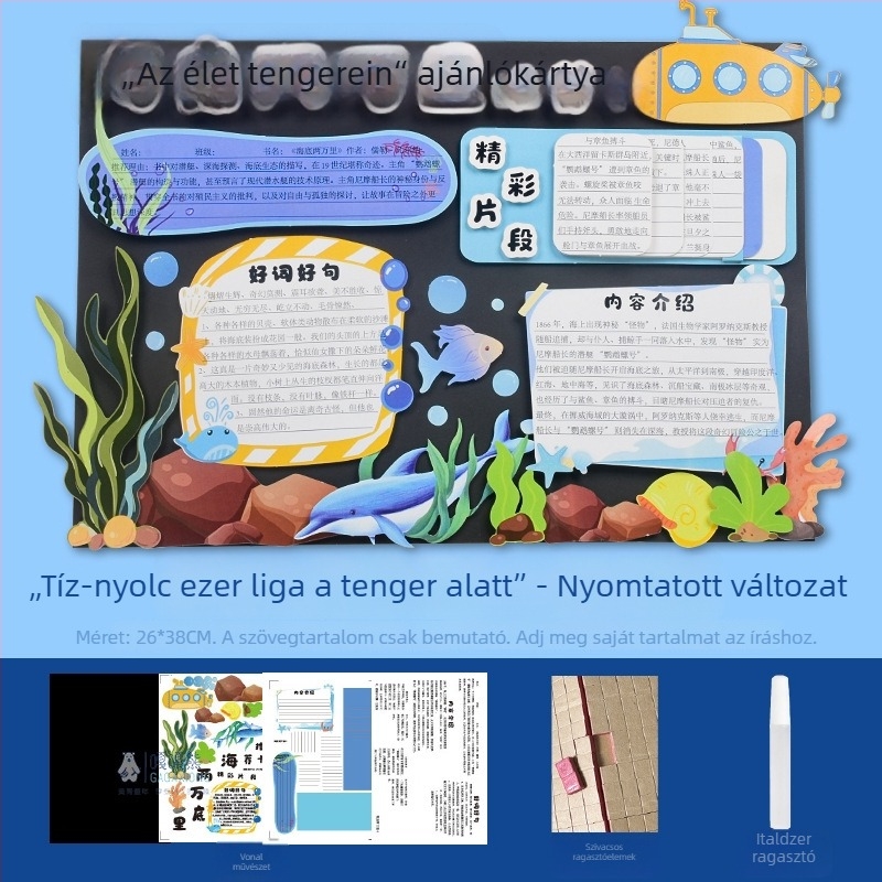 Jó könyvajánló kártya - félkész művészeti rajz sablon, kézzel készített, négy híres oktató illusztrált könyv