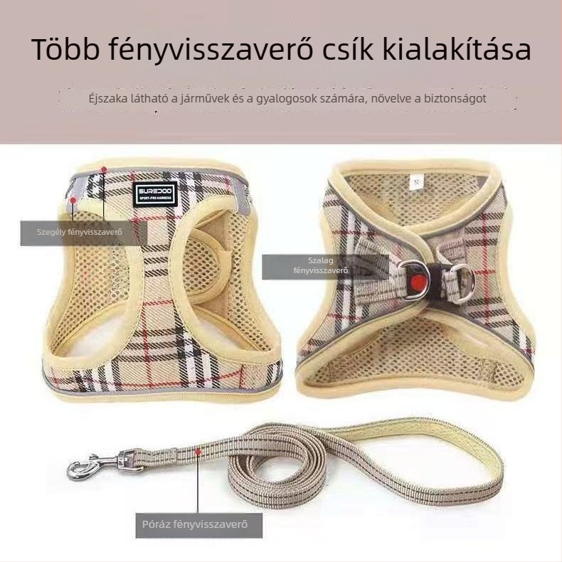 Kis testű kutyák számára készült mellény-stílusú hám és póráz Teddy és Bichon számára