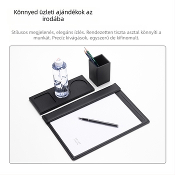 PU bőrrel készült konferencia matrac, erős csipesz + lemezcsipesz, logónyomtatás és testreszabás, lemez vastagsága 0,6 mm