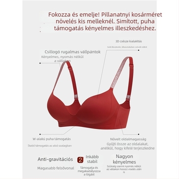 Nylon anyagú melltartó 3/4 kosárral, acélgyűrű nélkül, formázott kosár vékony felső él és vastag alsó él, fix dupla pántok, hátul három sor zár