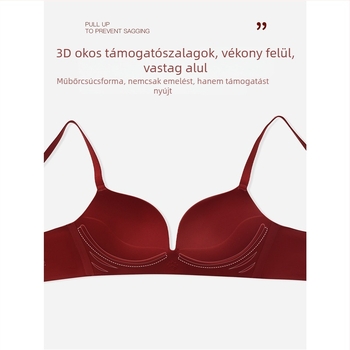 Nylon anyagú melltartó 3/4 kosárral, acélgyűrű nélkül, formázott kosár vékony felső él és vastag alsó él, fix dupla pántok, hátul három sor zár