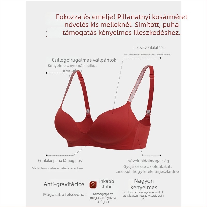 Nylon anyagú melltartó 3/4 kosárral, acélgyűrű nélkül, formázott kosár vékony felső él és vastag alsó él, fix dupla pántok, hátul három sor zár