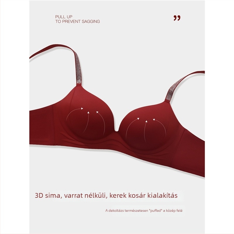 Nylon anyagú melltartó 3/4 kosárral, acélgyűrű nélkül, formázott kosár vékony felső él és vastag alsó él, fix dupla pántok, hátul három sor zár
