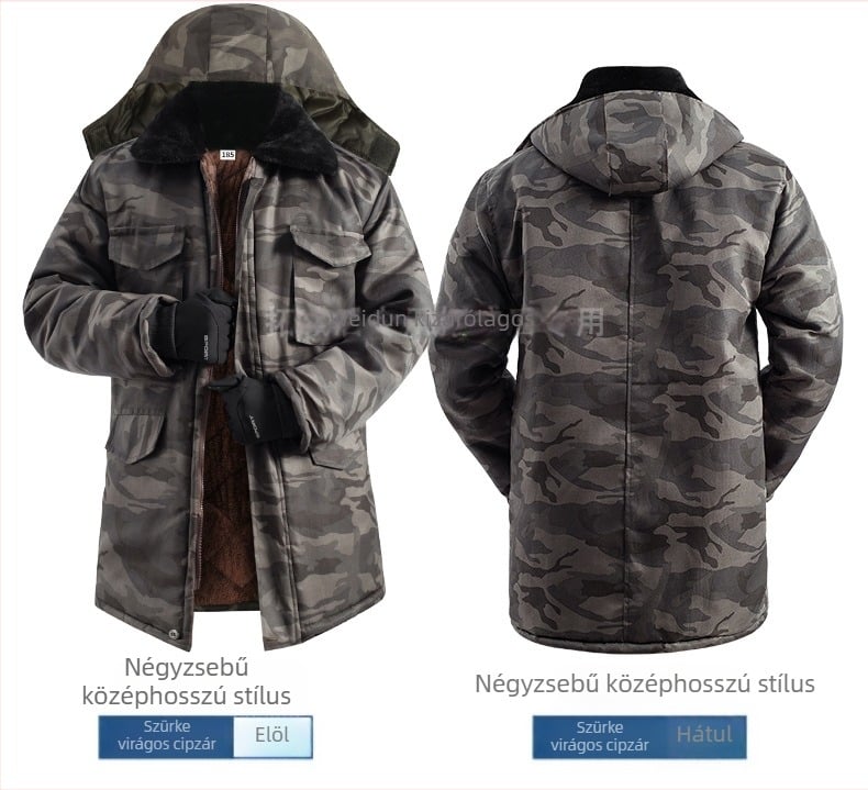 Kamufláž mintás edződzseki, pamutkeverék anyagból; légáteresztő; szélálló; nedvességelvezető